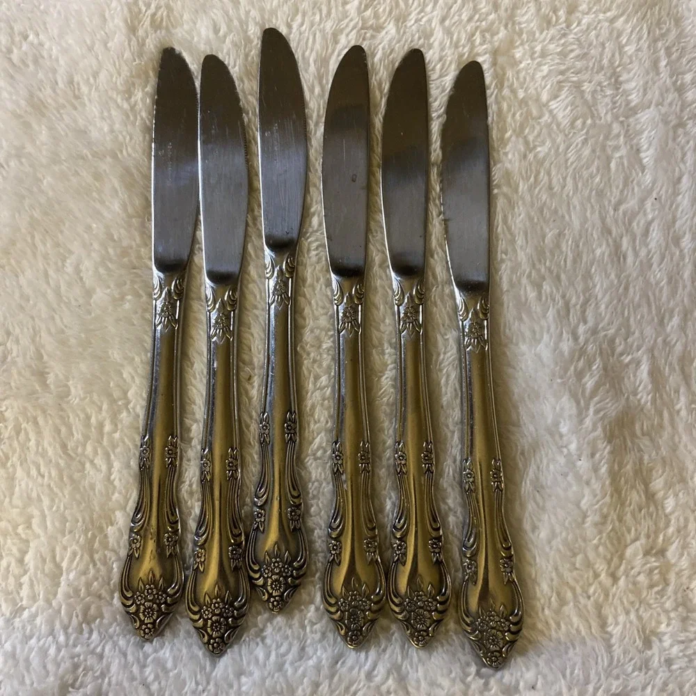 Rogers Stainless Flatware Dream Rose Dinner Knives‎ Knife Butter 8 5/8